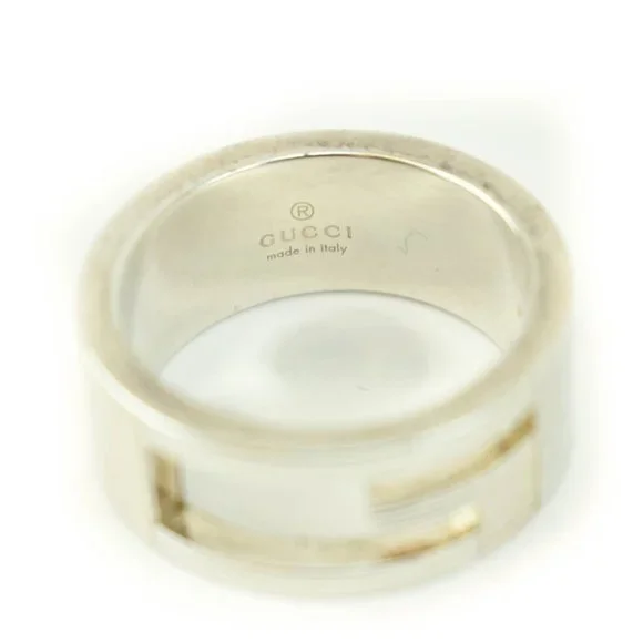 GUCCI: Sterling Silver, "G" Logo Band/Ring Sz: 5.75 - 1521 - Picture 5 of 6